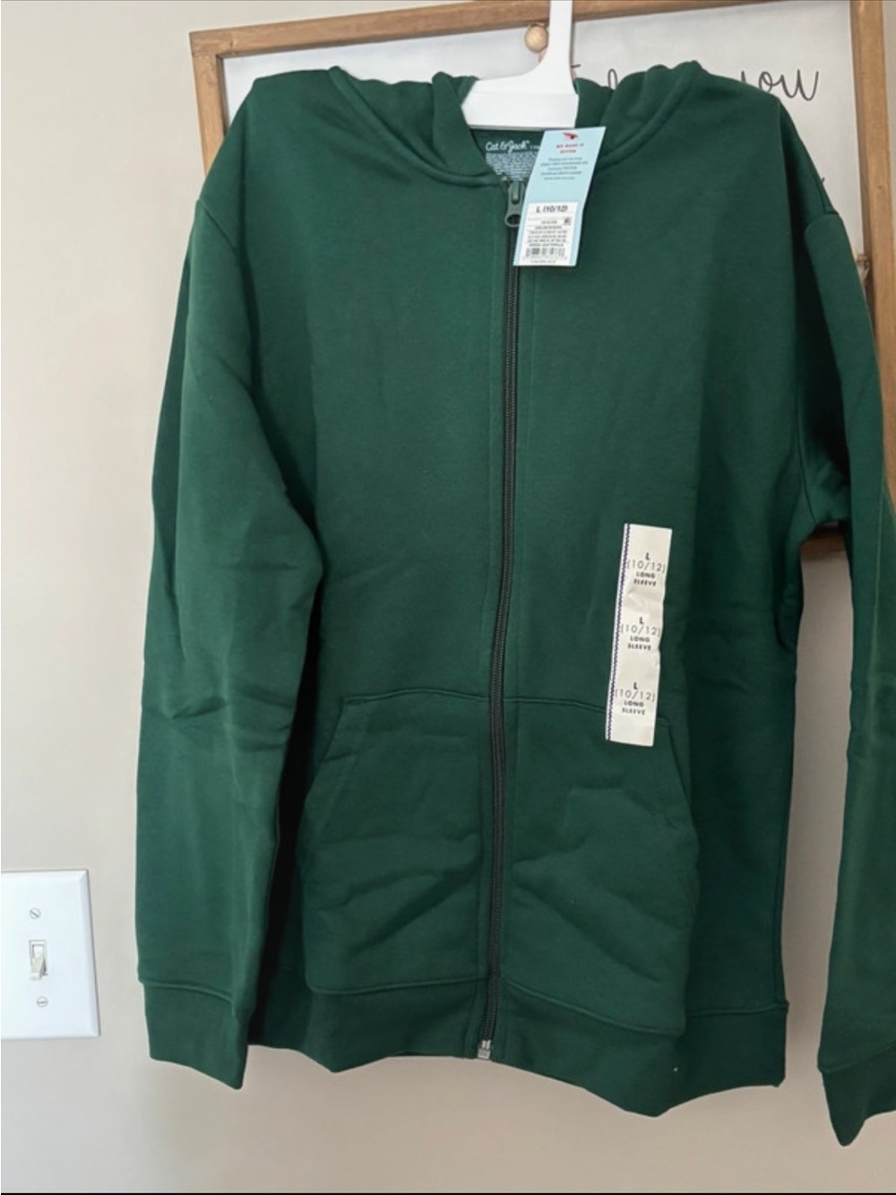 Cat and Jack Kids Full-Zip Hoodie Jacket in Dark Green